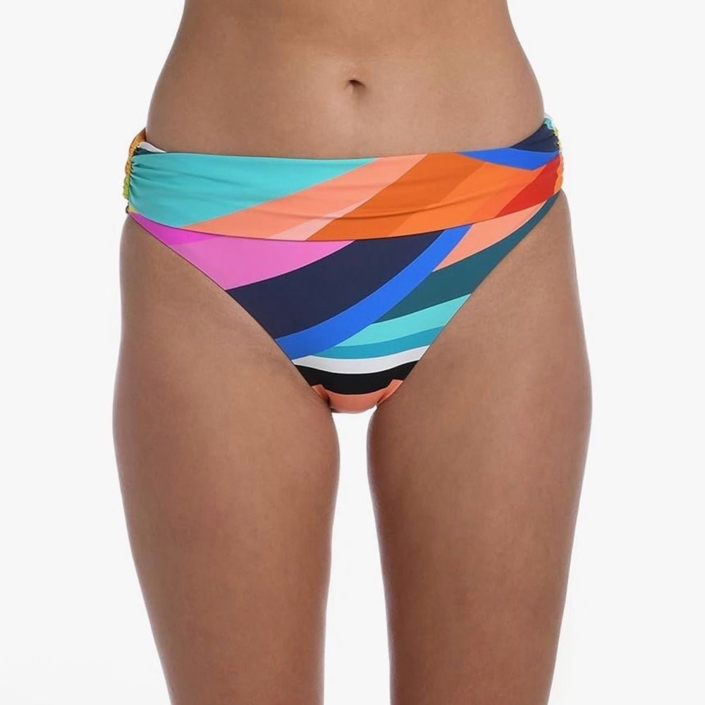 La Blanca Banded Hipster Bikini Swimsuit Bottom Striped Multi Sunscape 8 NWT